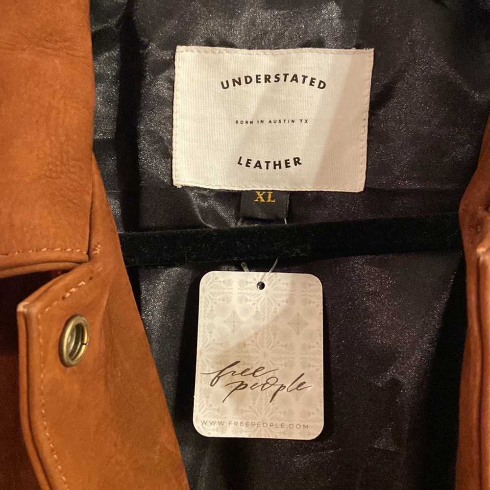 Free People Understated Brown Leather Fringe Mustang Jacket - Picture 4 of 7